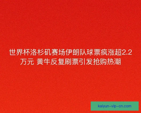 世界杯洛杉矶赛场伊朗队球票疯涨超2.2万元 黄牛反复刷票引发抢购热潮